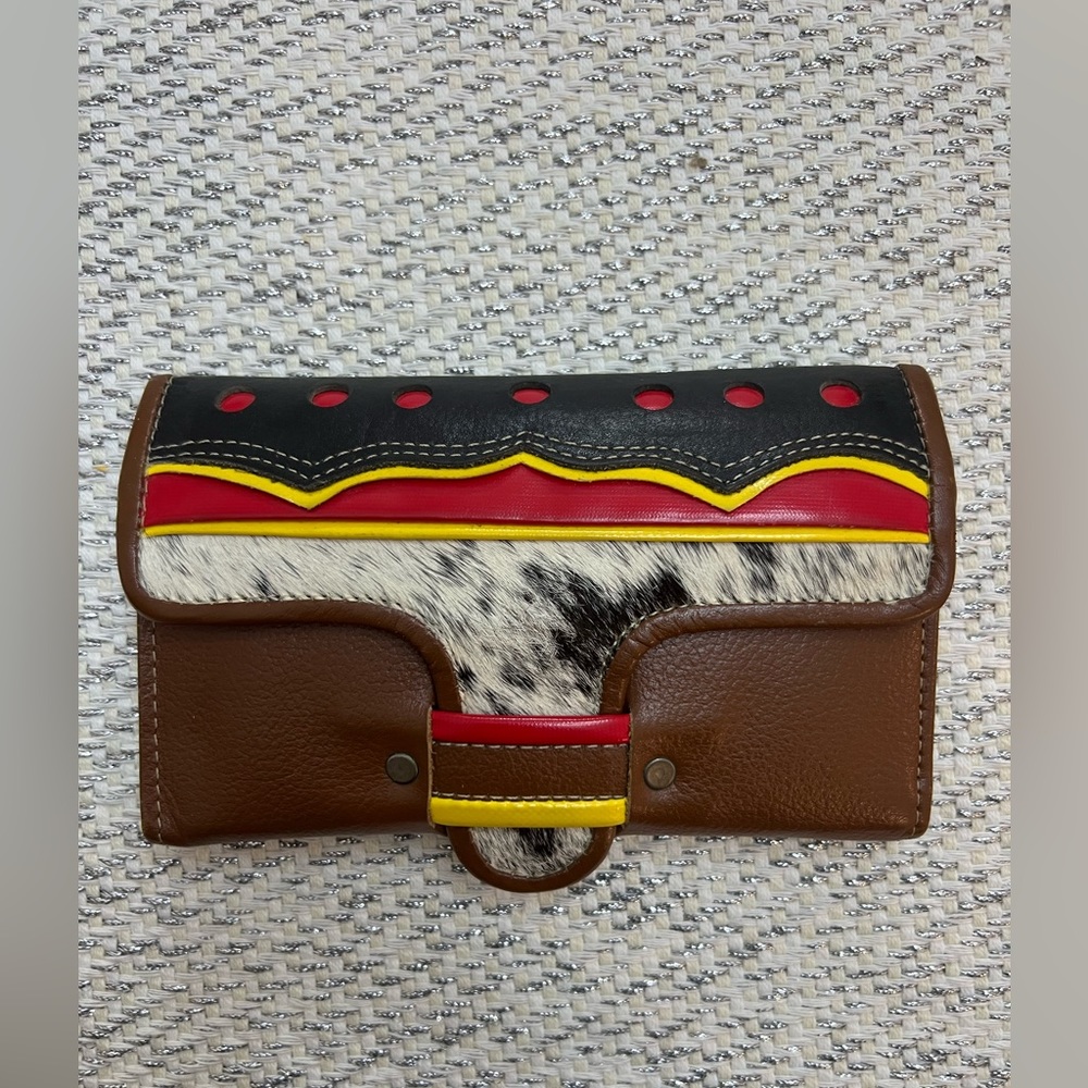 Genuine Cowhide Hair Leather Cowboy Collection Western Wallet Montana Brown ‘80s